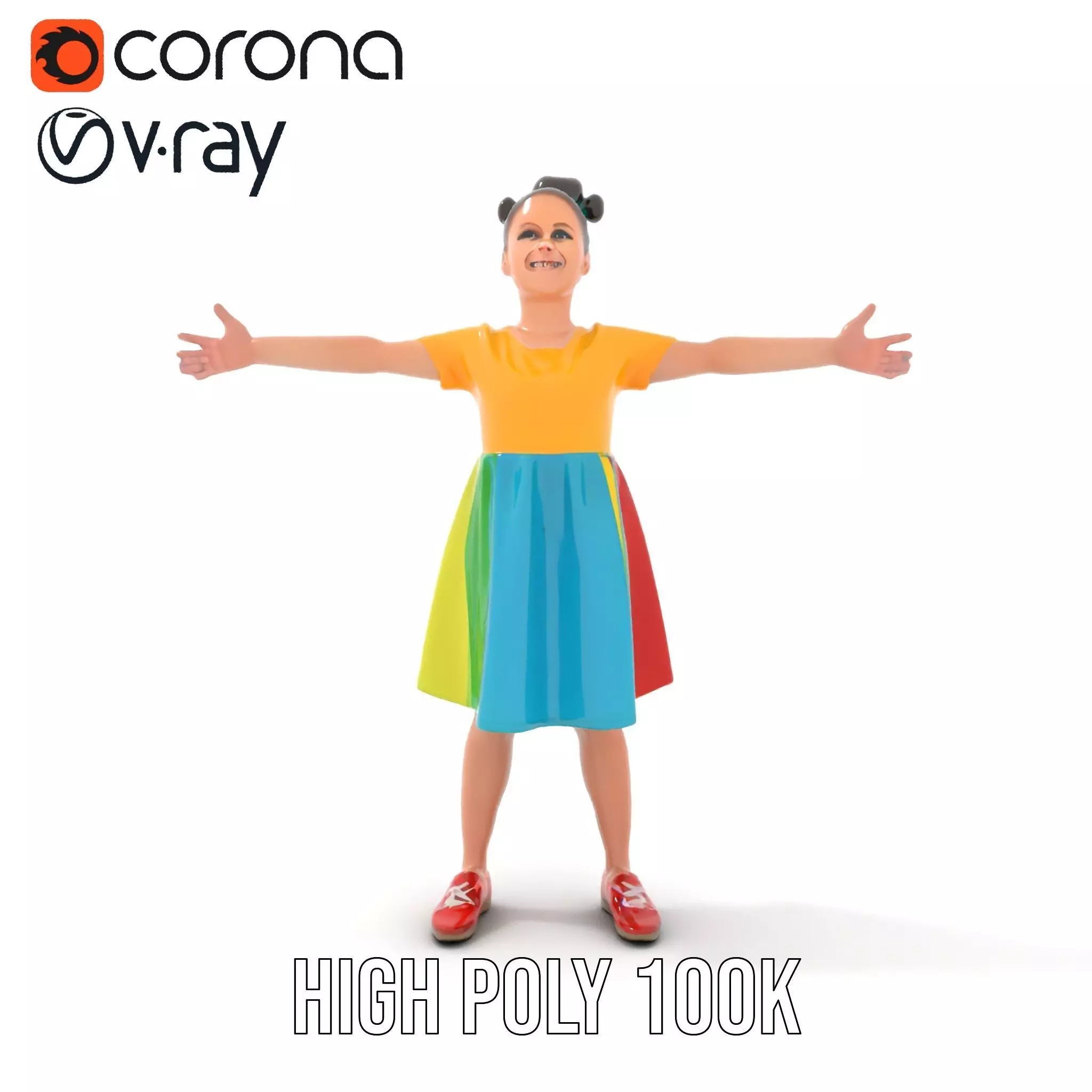 Colorful Childrens Dress Model Pack Low-poly 3D model_27