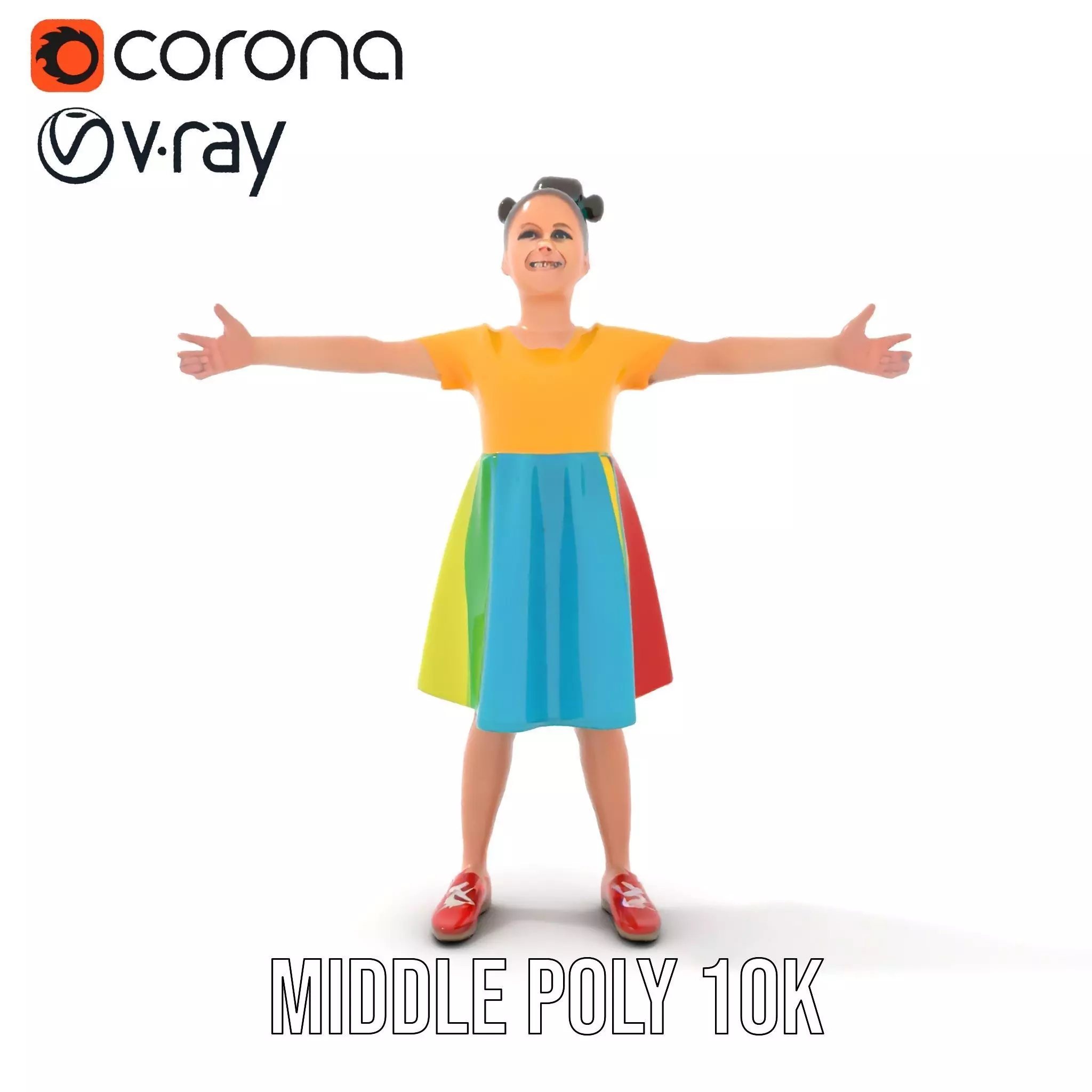 Colorful Childrens Dress Model Pack Low-poly 3D model_22