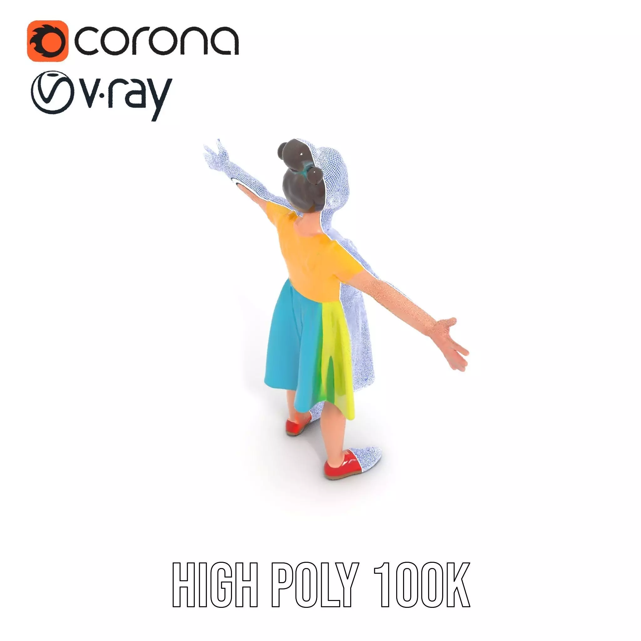 Colorful Childrens Dress Model Pack Low-poly 3D model_35