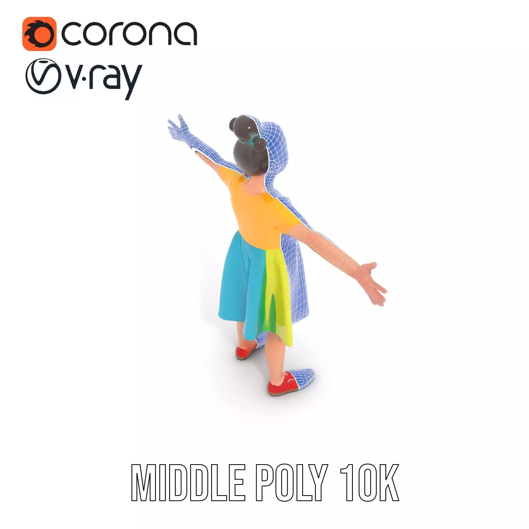 Colorful Childrens Dress Model Pack Low-poly 3D model_14