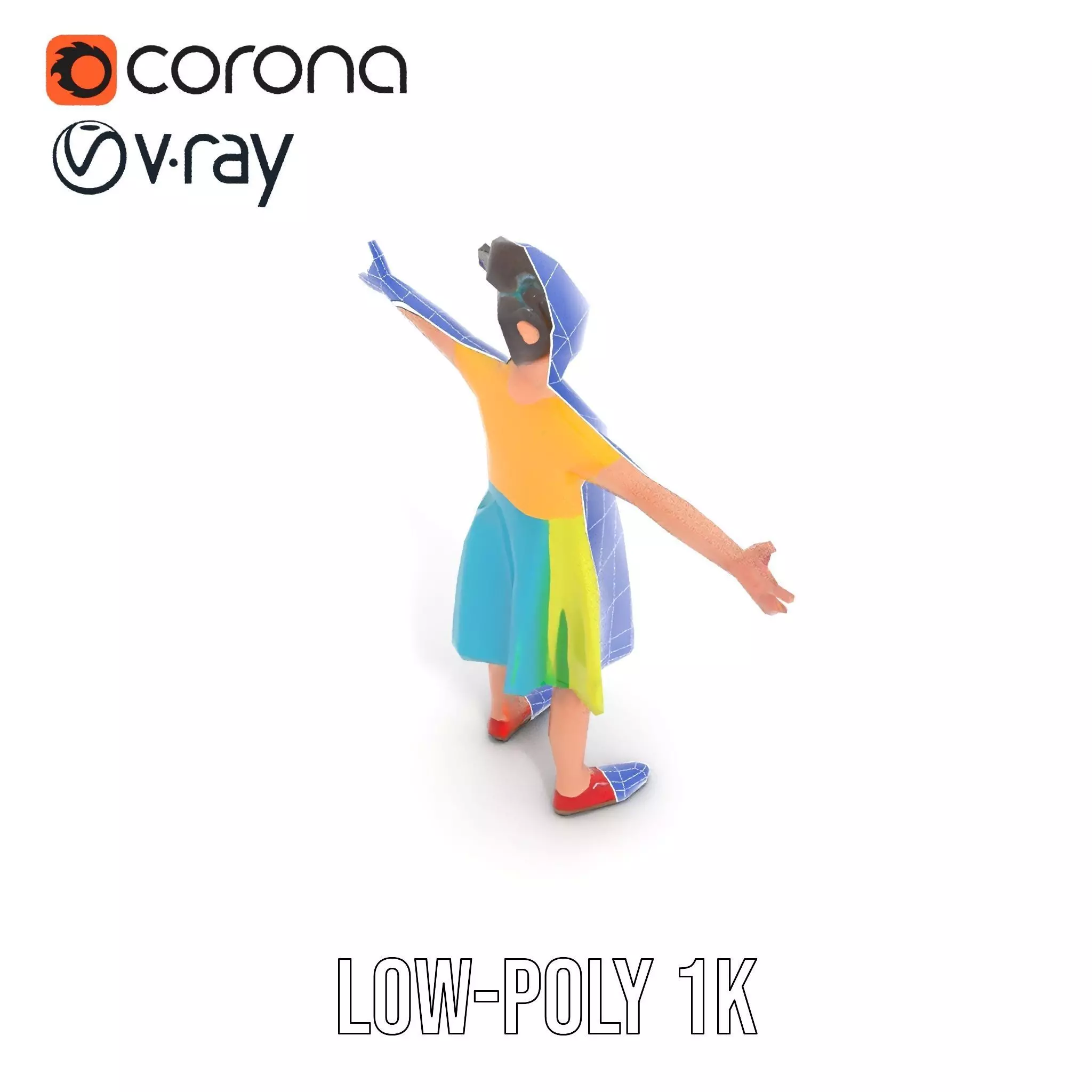 Colorful Childrens Dress Model Pack Low-poly 3D model_29