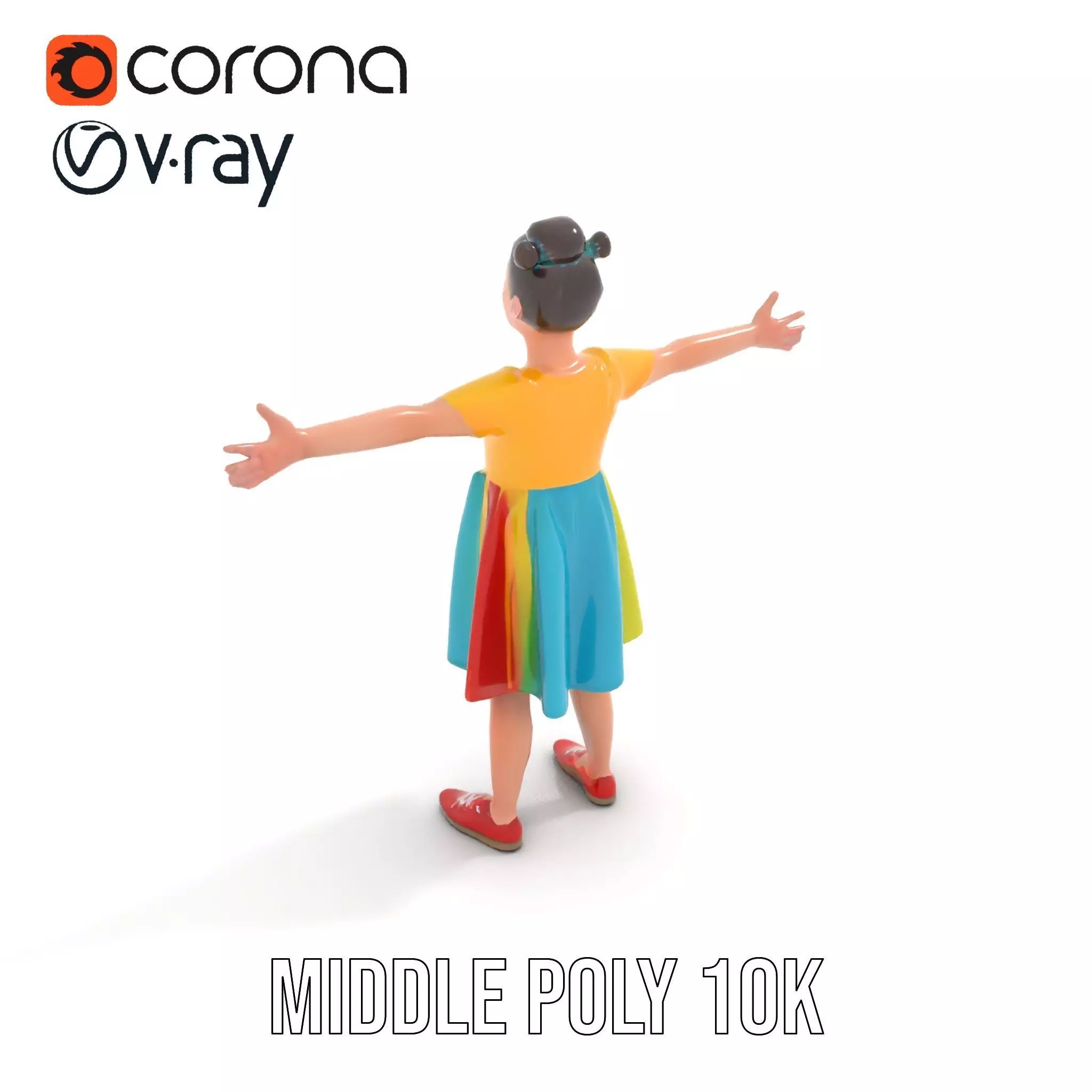 Colorful Childrens Dress Model Pack Low-poly 3D model_7