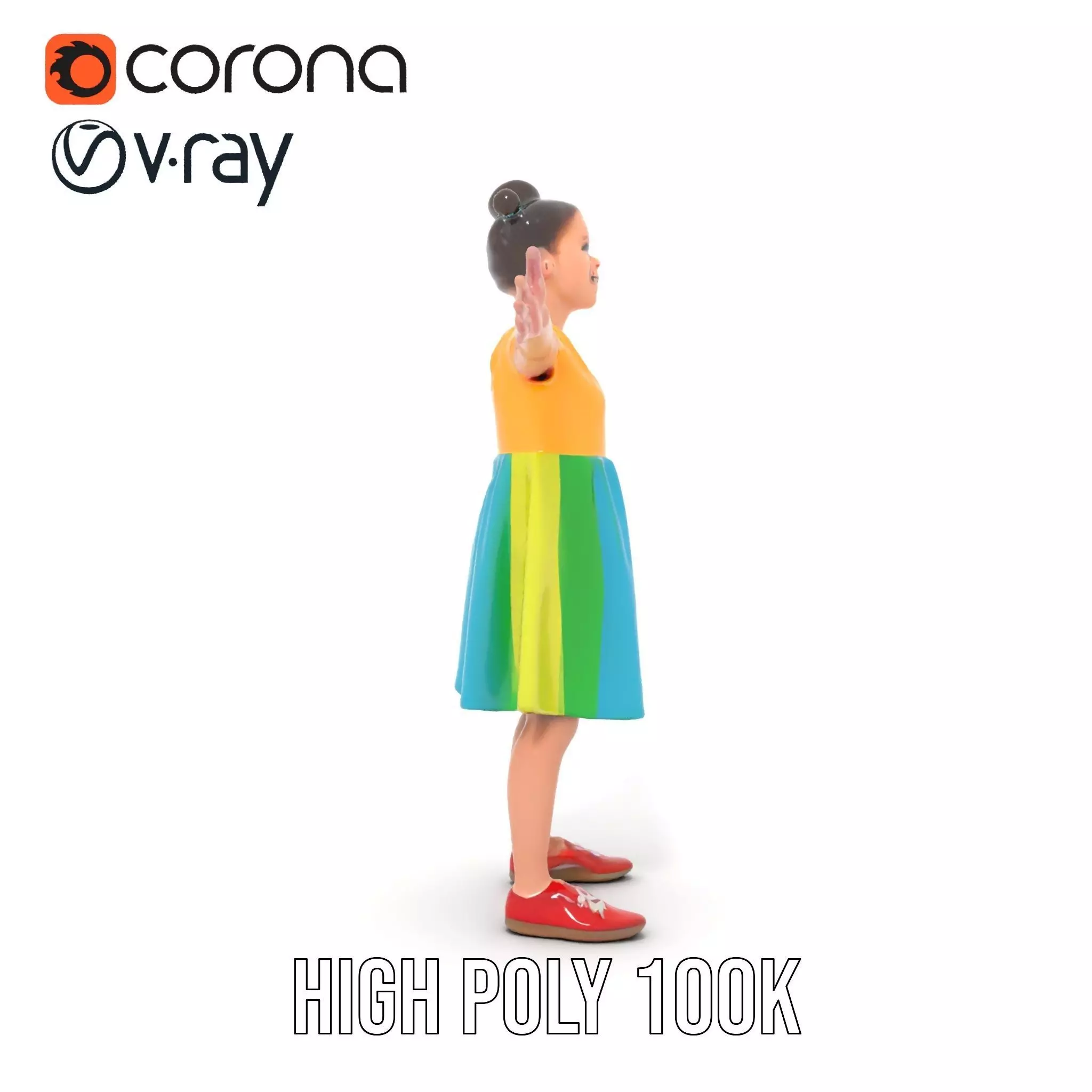 Colorful Childrens Dress Model Pack Low-poly 3D model_21