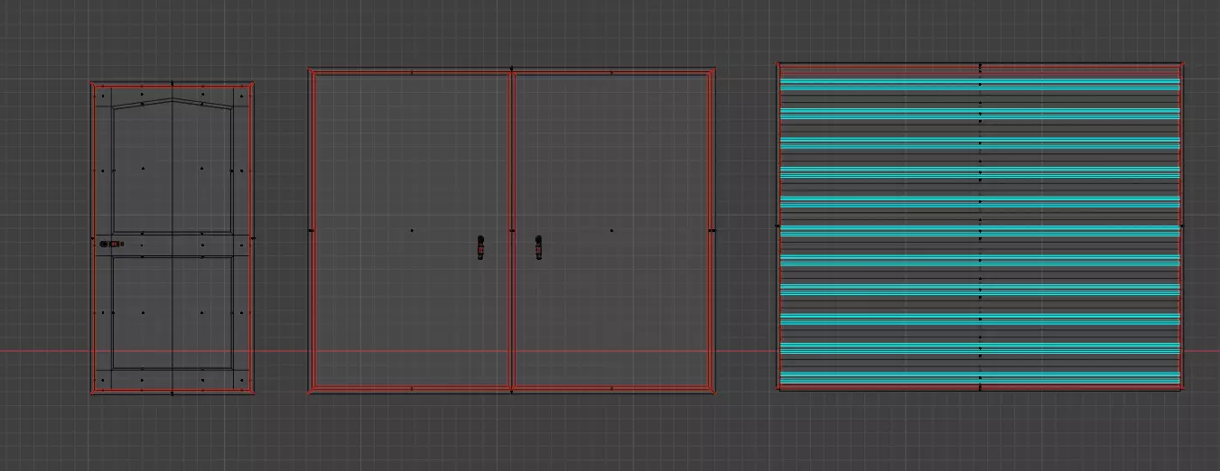 3 High Poly Doors and Textured 3D Models Low-poly 3D model_15