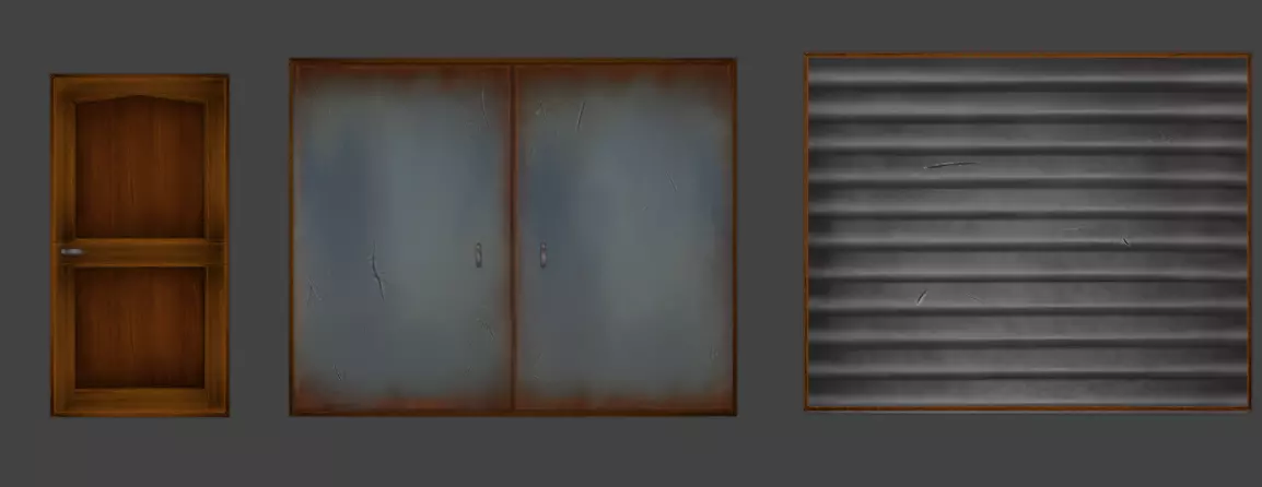 3 High Poly Doors and Textured 3D Models Low-poly 3D model_14