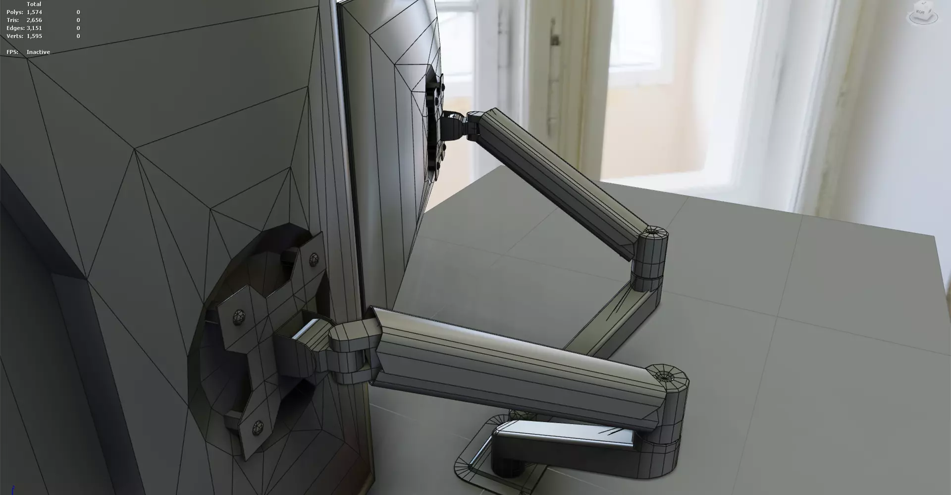 Monitor with Arm Low-poly 3D model_7