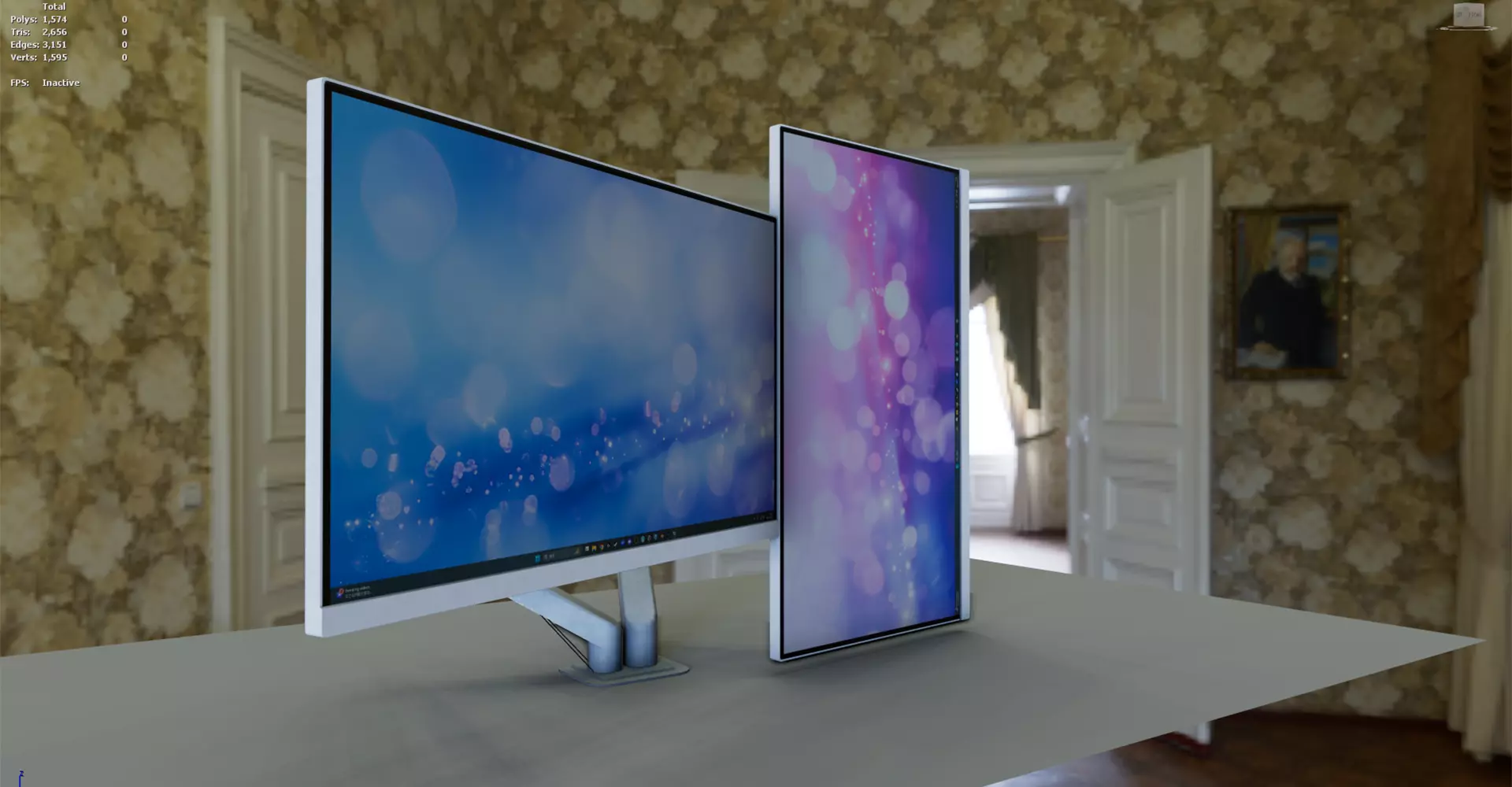 Monitor with Arm Low-poly 3D model_2