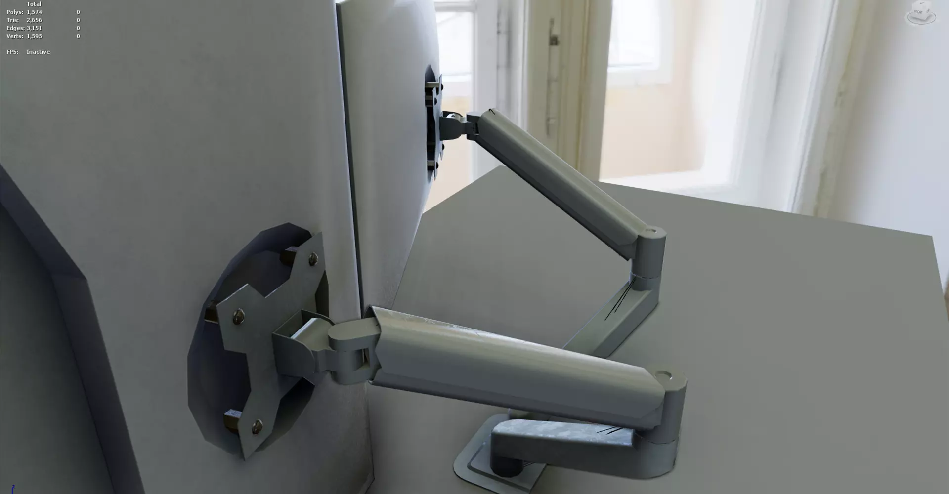 Monitor with Arm Low-poly 3D model_6