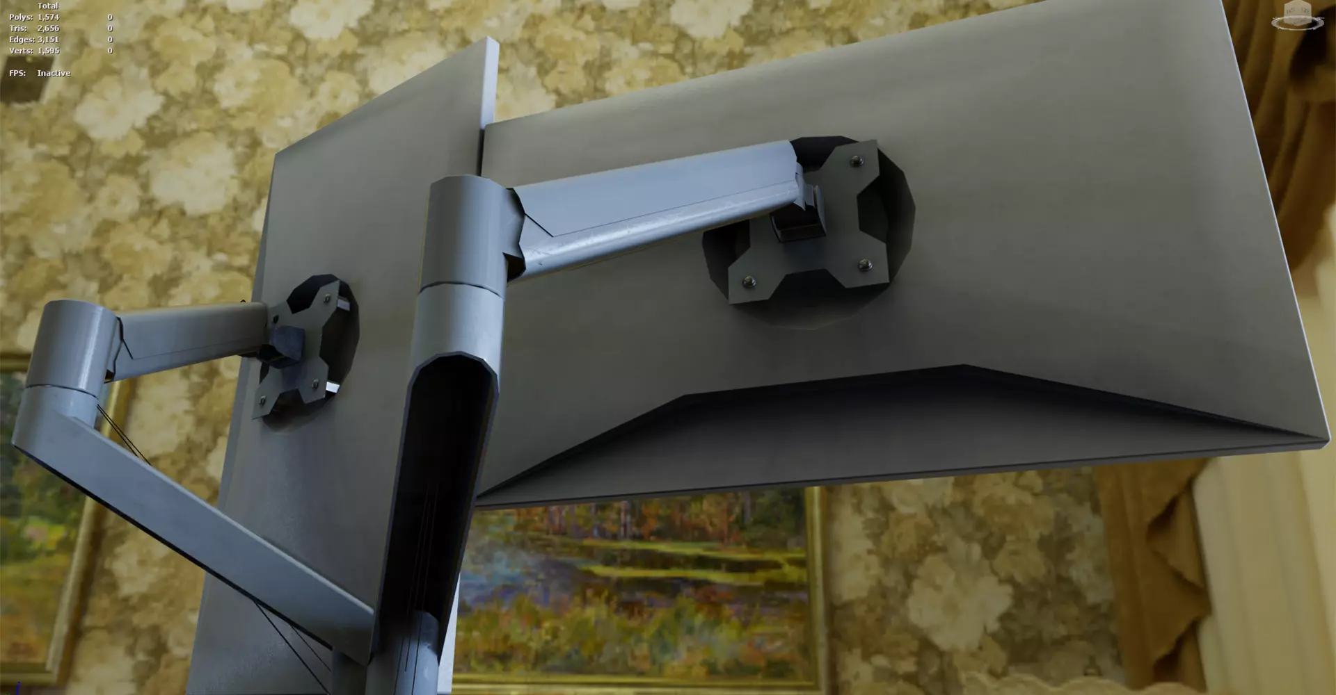 Monitor with Arm Low-poly 3D model_4