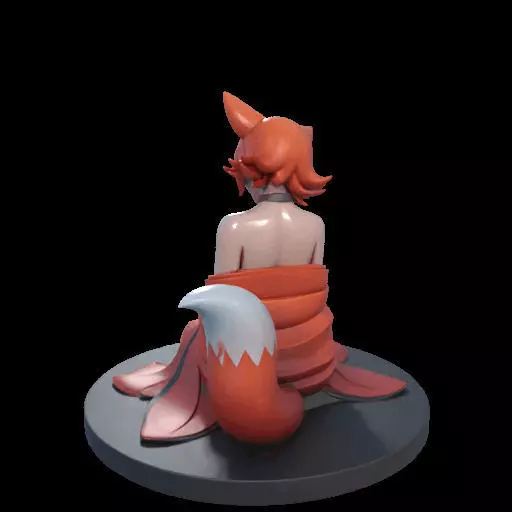 1925COLORFUL Fox Spirit Woman in Pu Song Ling Style 3D print model_9