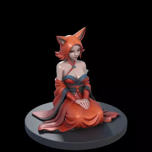 1925COLORFUL Fox Spirit Woman in Pu Song Ling Style 3D print model_12