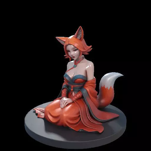 1925COLORFUL Fox Spirit Woman in Pu Song Ling Style 3D print model_20