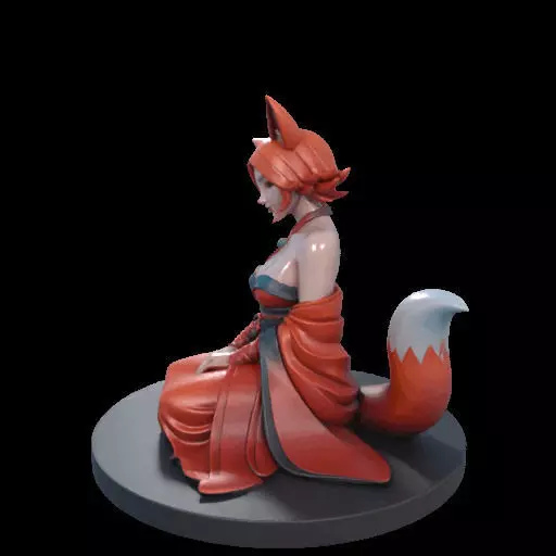 1925COLORFUL Fox Spirit Woman in Pu Song Ling Style 3D print model_16