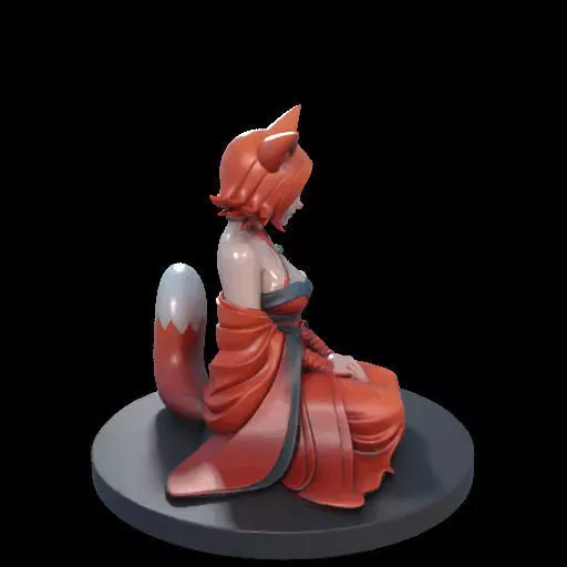 1925COLORFUL Fox Spirit Woman in Pu Song Ling Style 3D print model_27