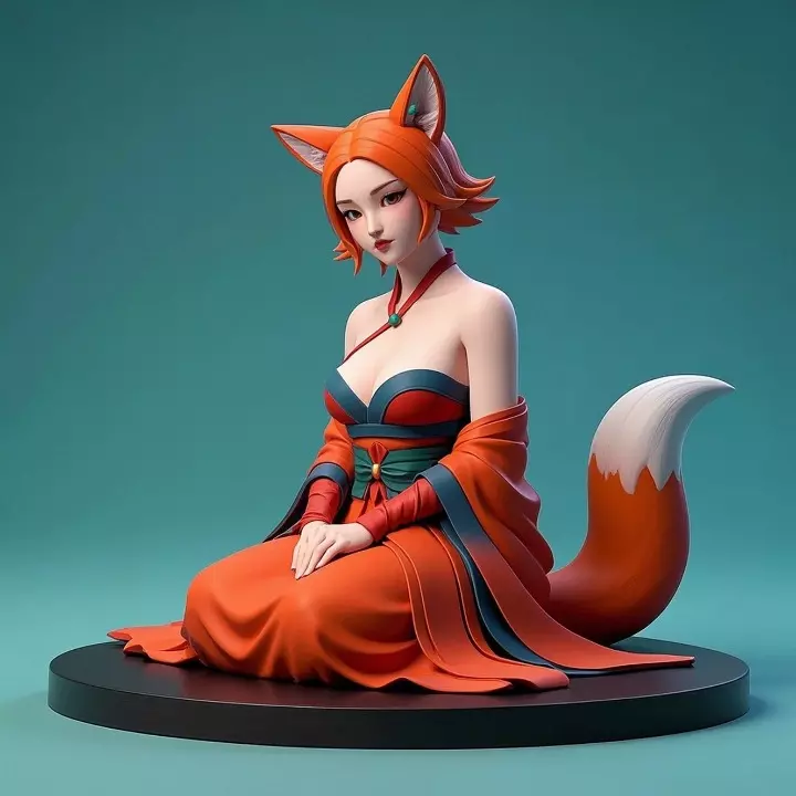 1925COLORFUL Fox Spirit Woman in Pu Song Ling Style 3D print model_30