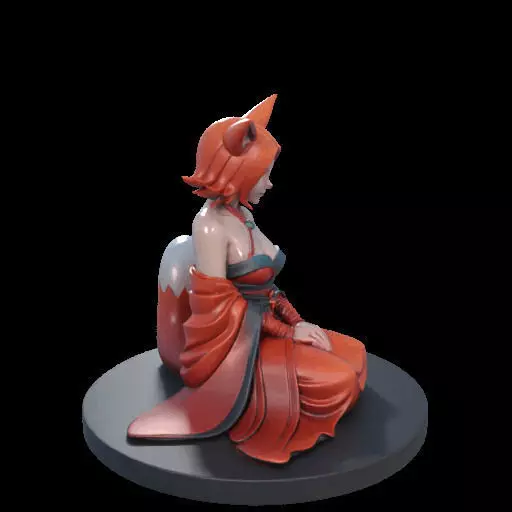 1925COLORFUL Fox Spirit Woman in Pu Song Ling Style 3D print model_26