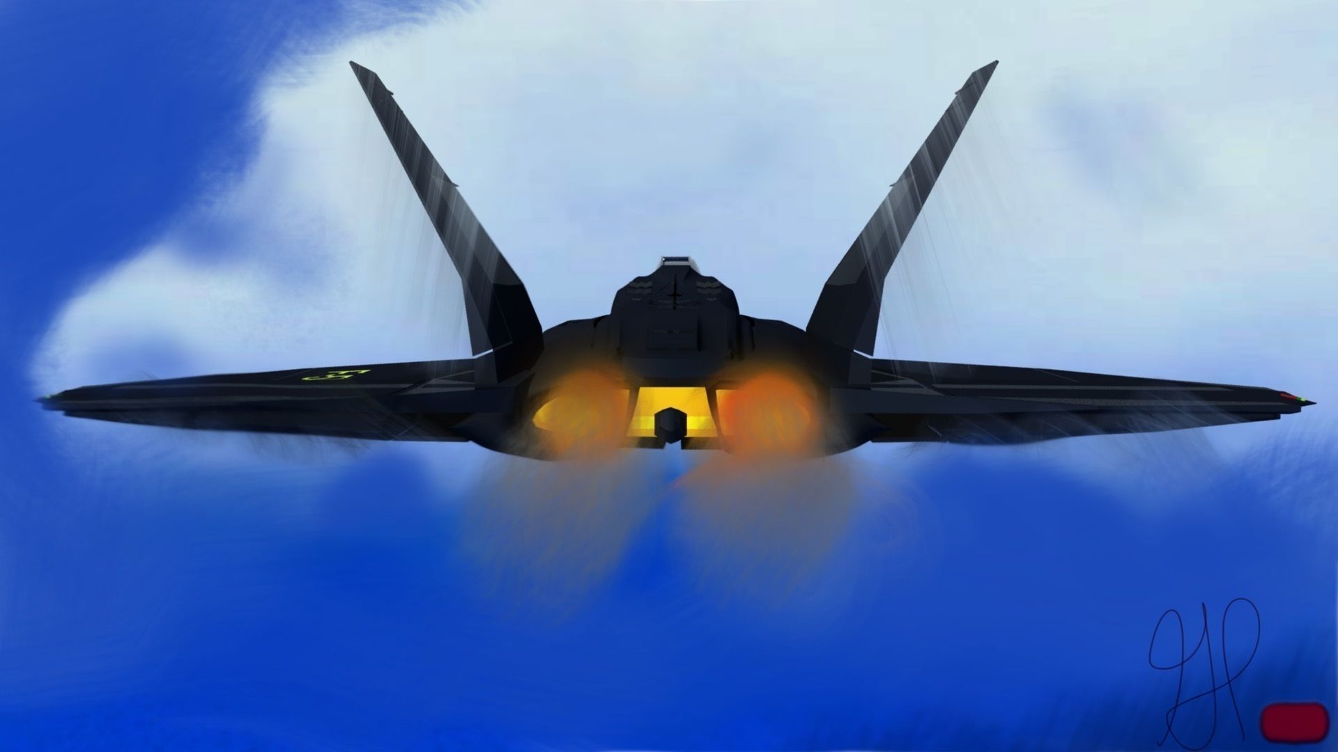 F-55Hybird fighter jet with smoke Free low-poly 3D model_2