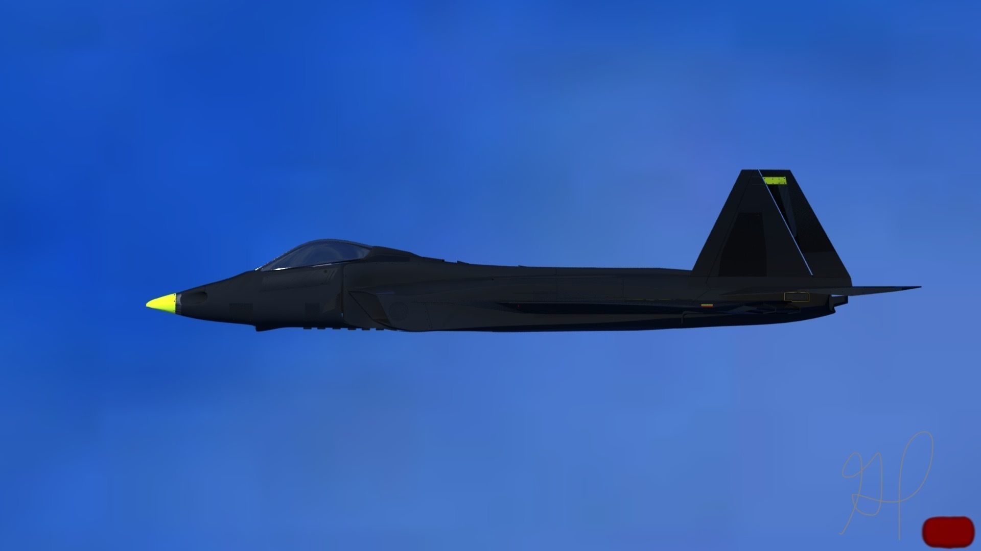 F-55Hybird fighter jet with smoke Free low-poly 3D model_1