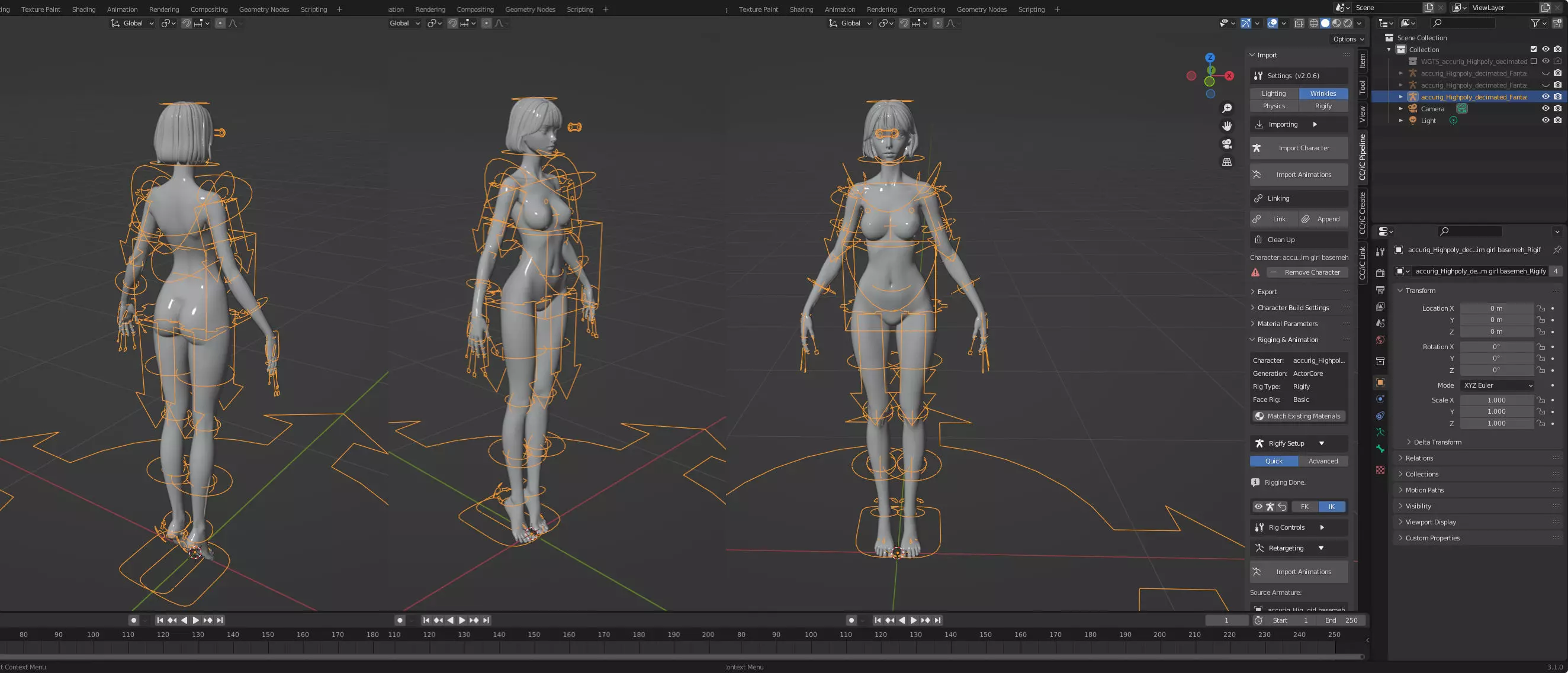 Rigged Fantasy girl man male Base female anatomy base mesh 3D model_35