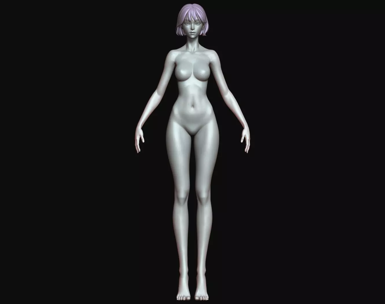 Rigged Fantasy girl man male Base female anatomy base mesh 3D model_16