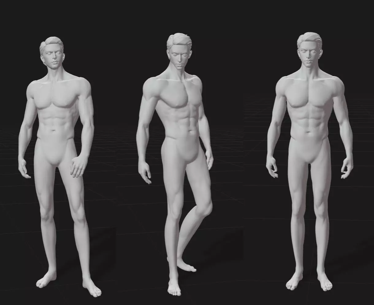 Rigged Fantasy girl man male Base female anatomy base mesh 3D model_15