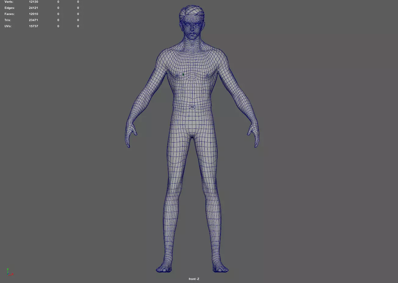 Rigged Fantasy girl man male Base female anatomy base mesh 3D model_10