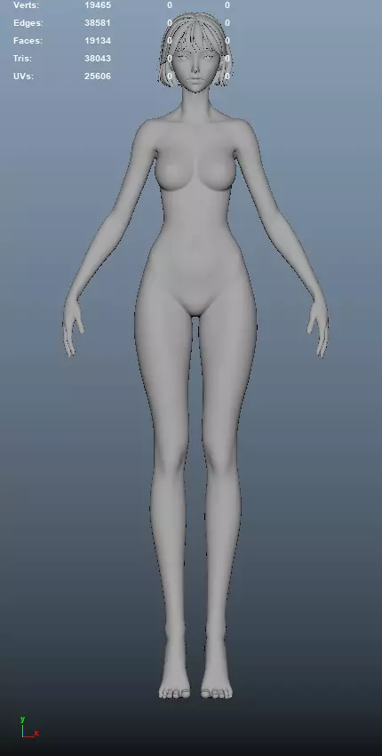 Rigged Fantasy girl man male Base female anatomy base mesh 3D model_8