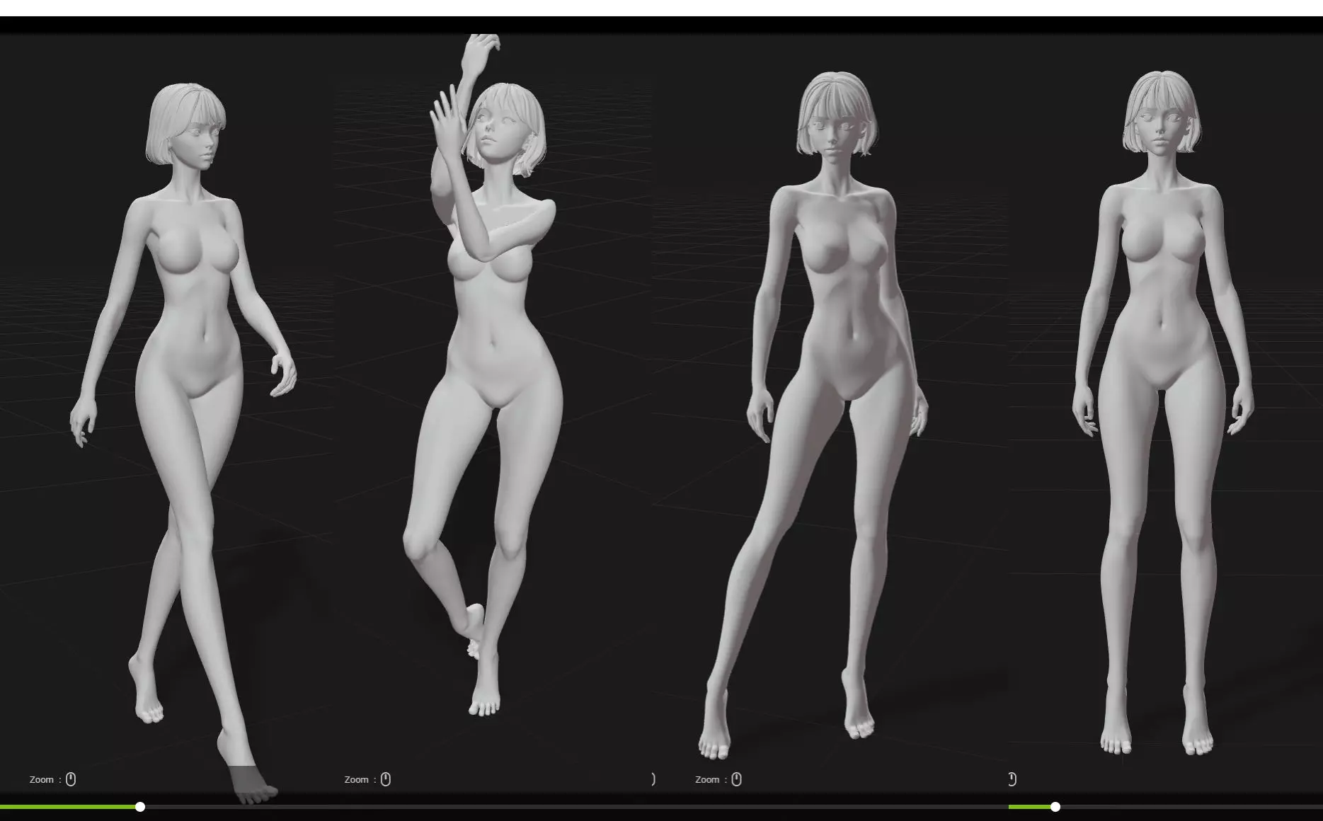 Rigged Fantasy girl man male Base female anatomy base mesh 3D model_34