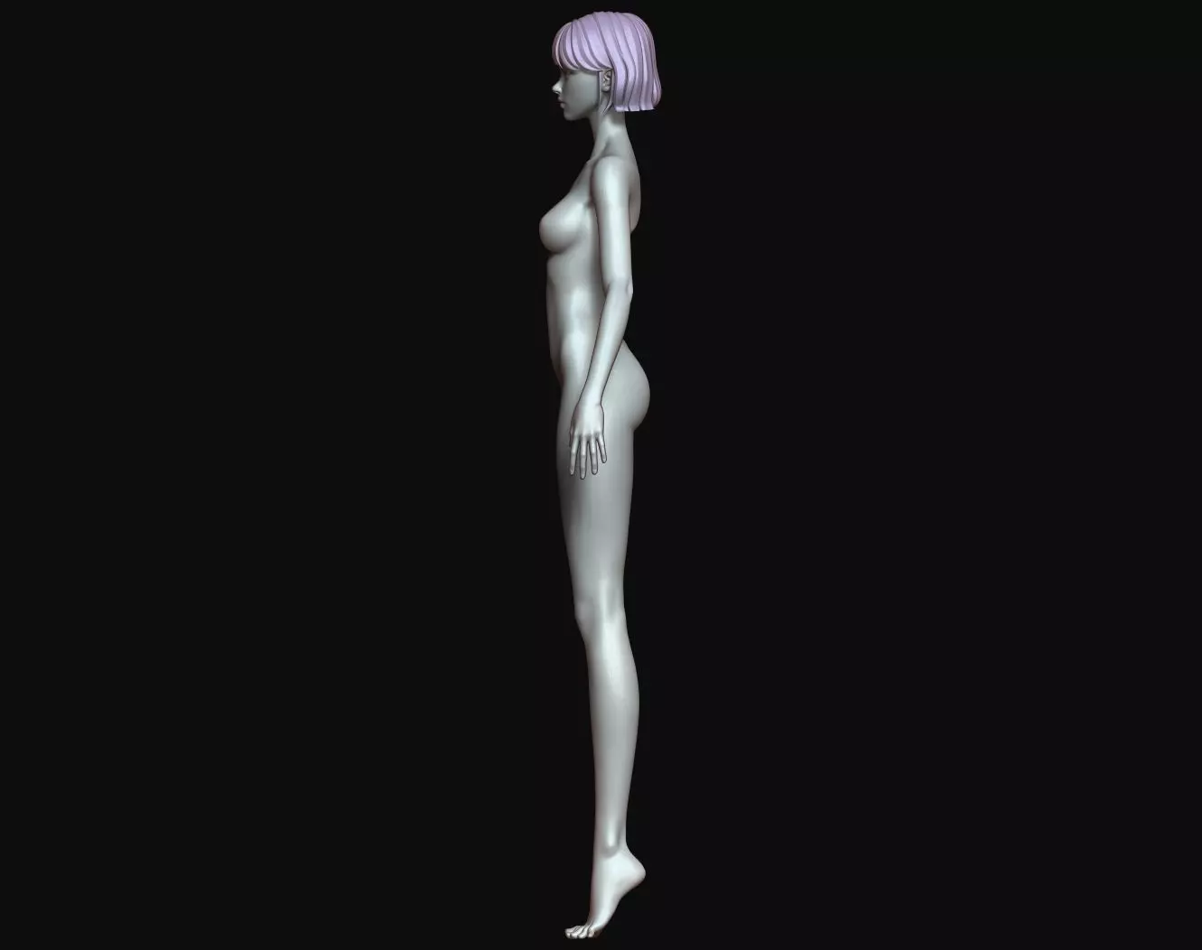 Rigged Fantasy girl man male Base female anatomy base mesh 3D model_18