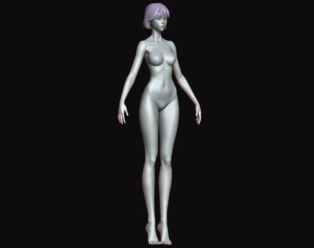 Rigged Fantasy girl man male Base female anatomy base mesh 3D model_17