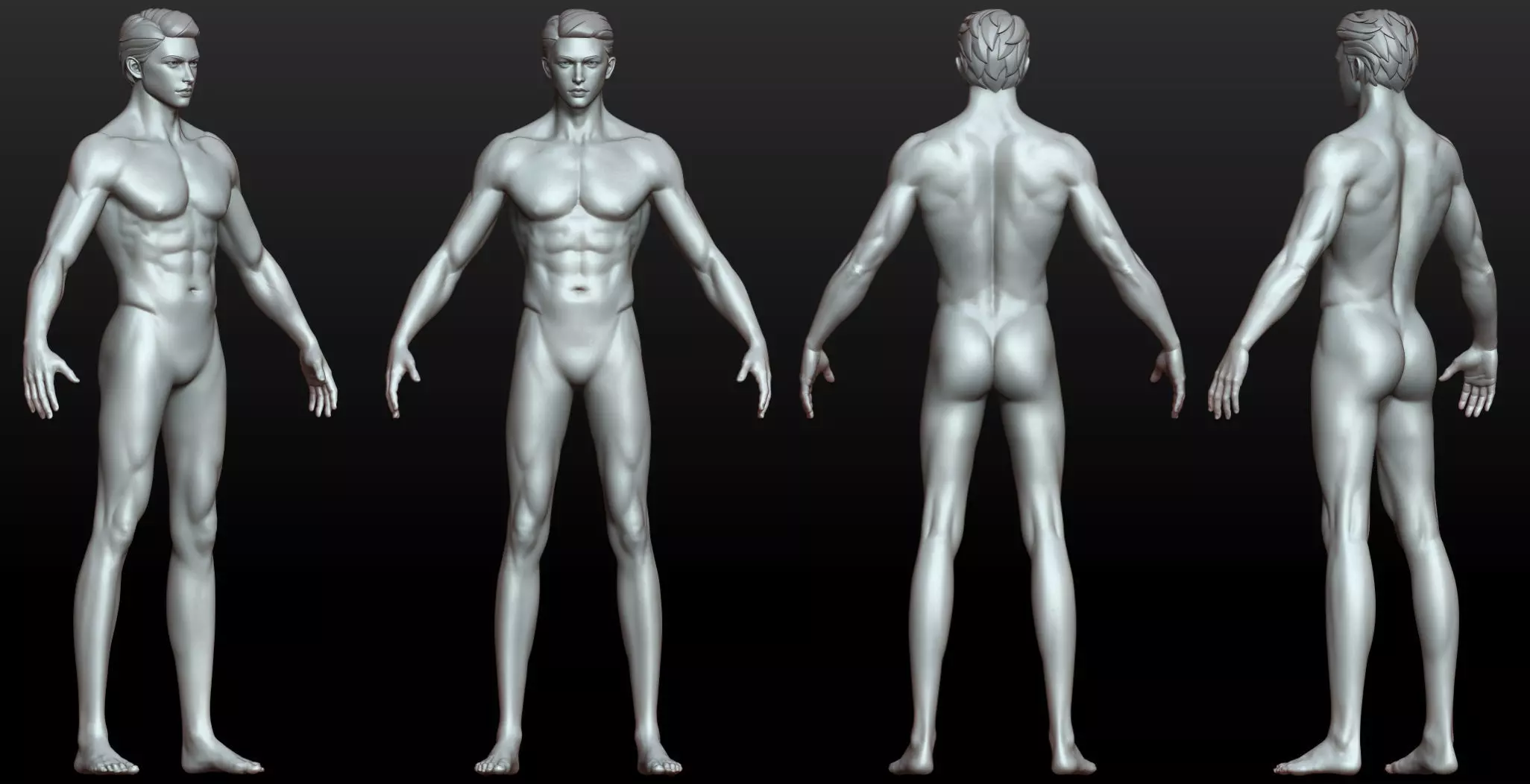 Rigged Fantasy girl man male Base female anatomy base mesh 3D model_7