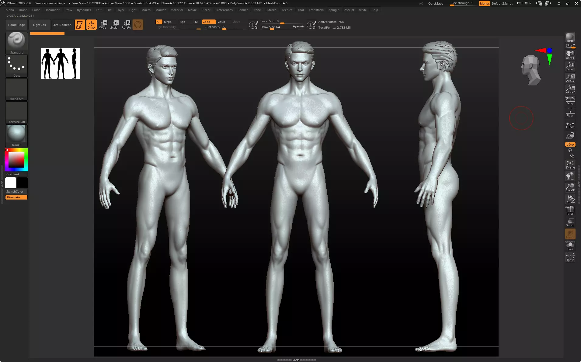 Rigged Fantasy girl man male Base female anatomy base mesh 3D model_12