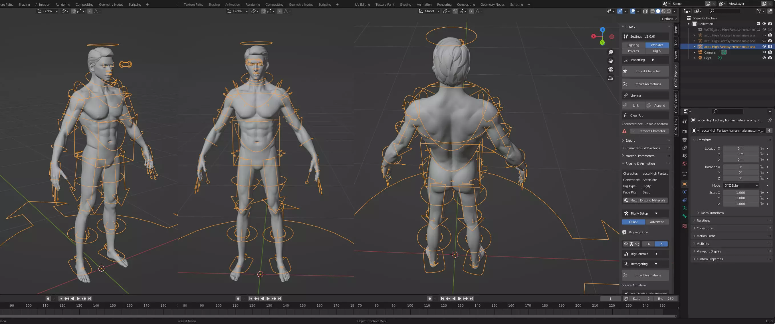 Rigged Fantasy girl man male Base female anatomy base mesh 3D model_14