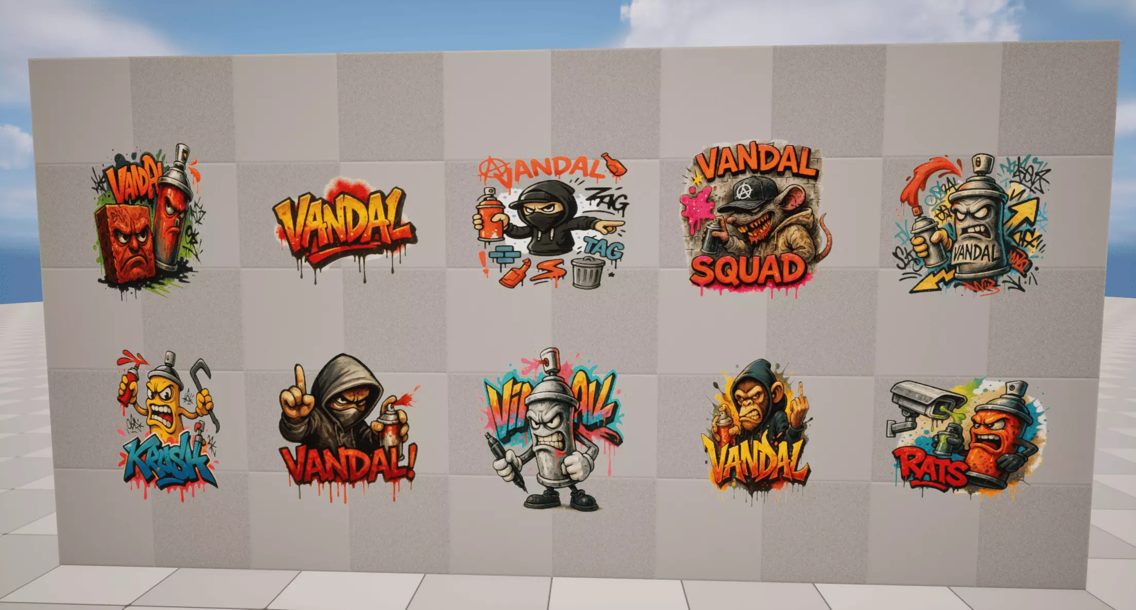 Vandal Graffiti Low-poly 3D model_0