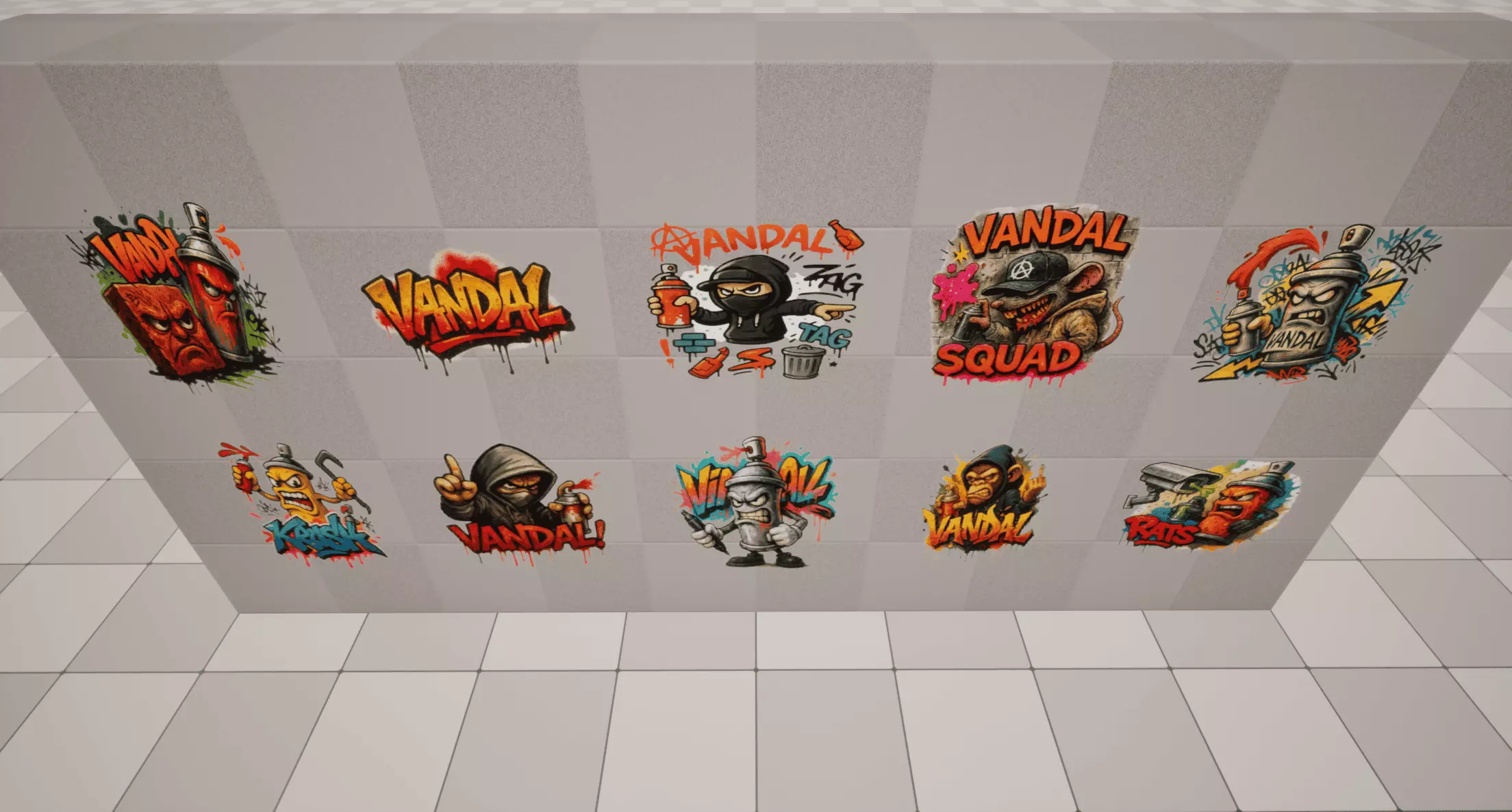 Vandal Graffiti Low-poly 3D model_4