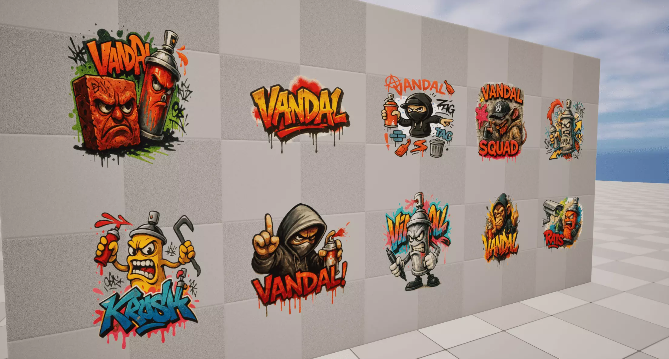 Vandal Graffiti Low-poly 3D model_1
