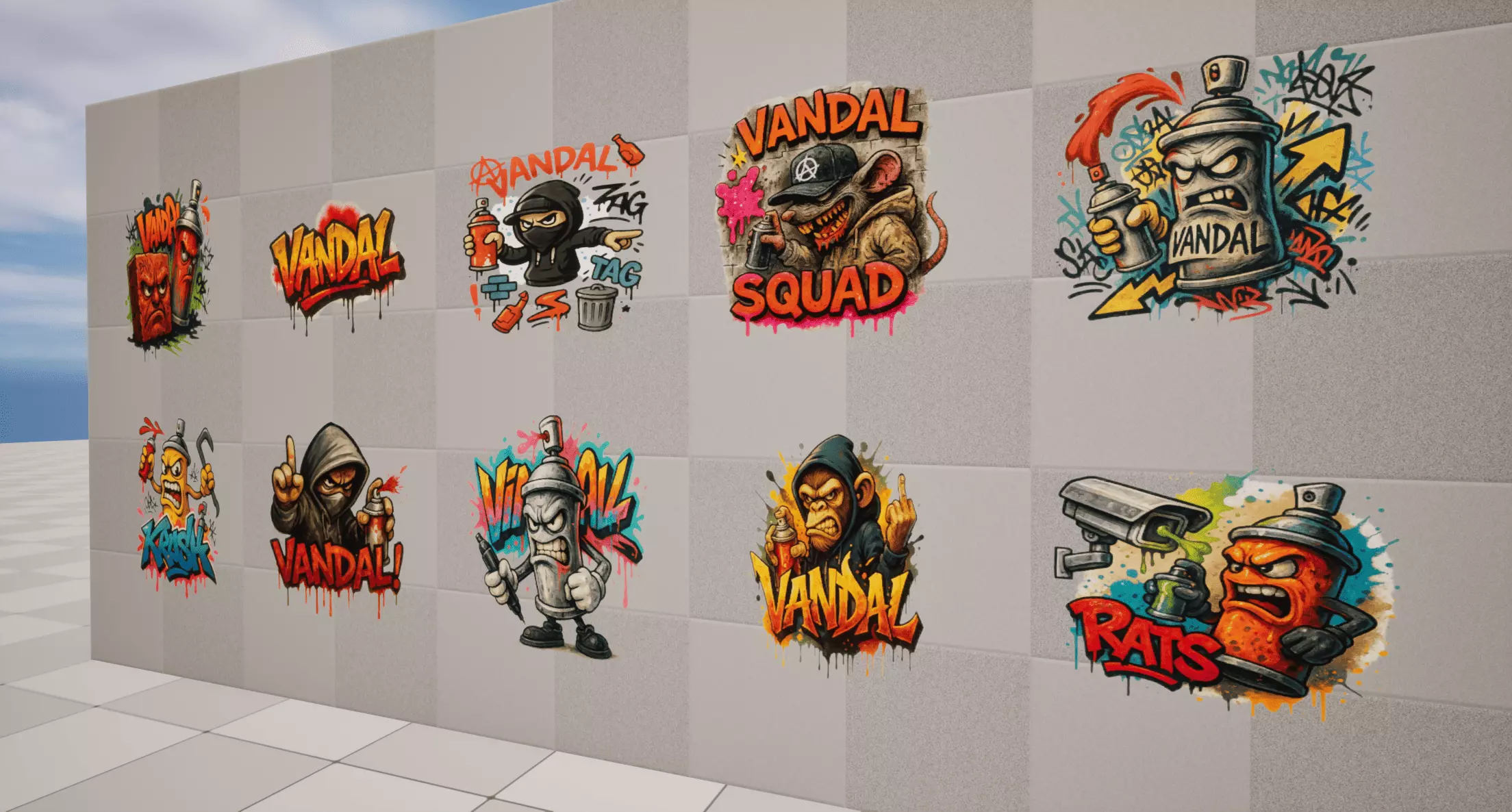 Vandal Graffiti Low-poly 3D model_2