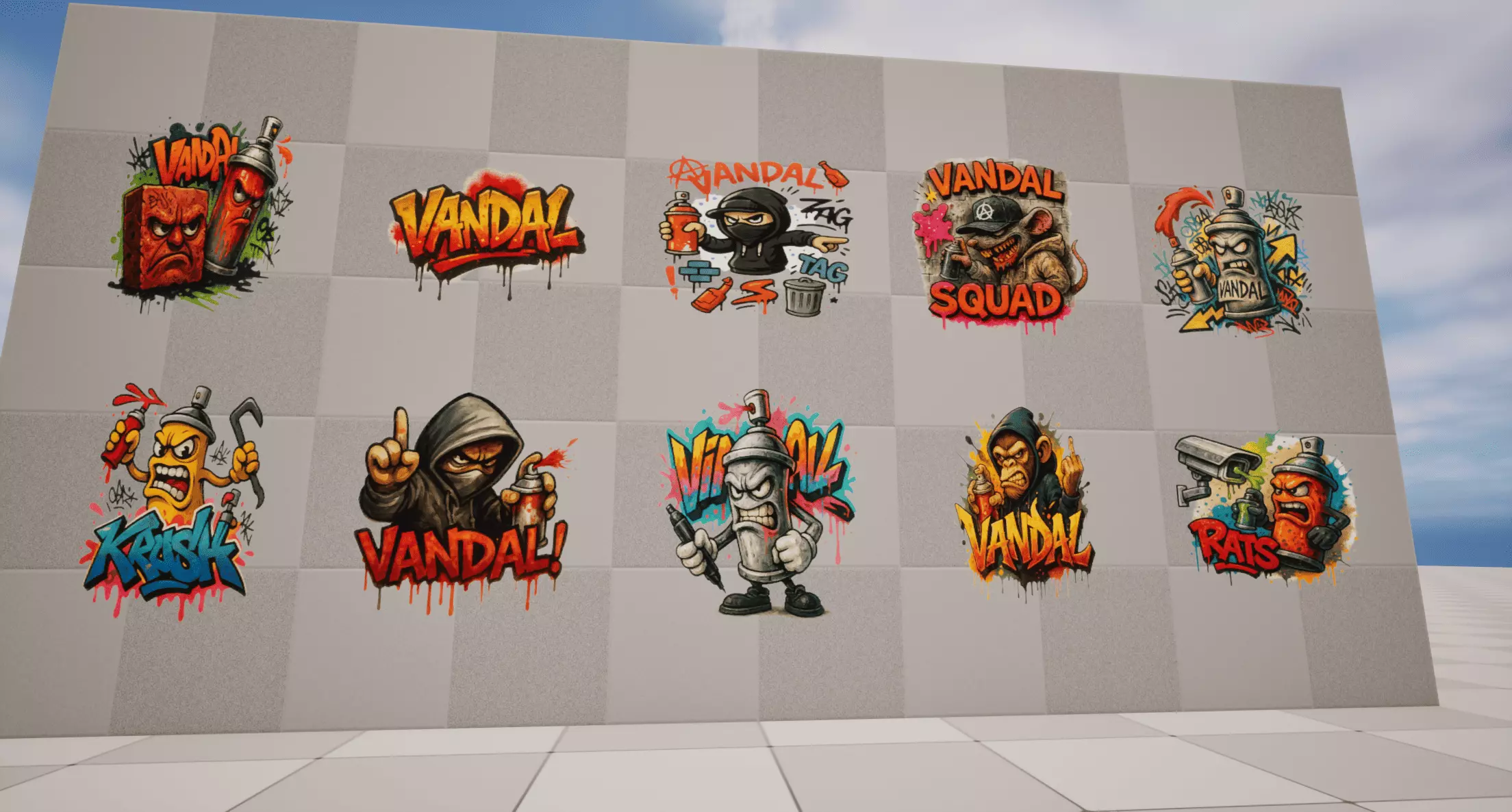 Vandal Graffiti Low-poly 3D model_3