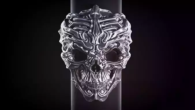 Necrogothic Skull Biker Ring 3D print model