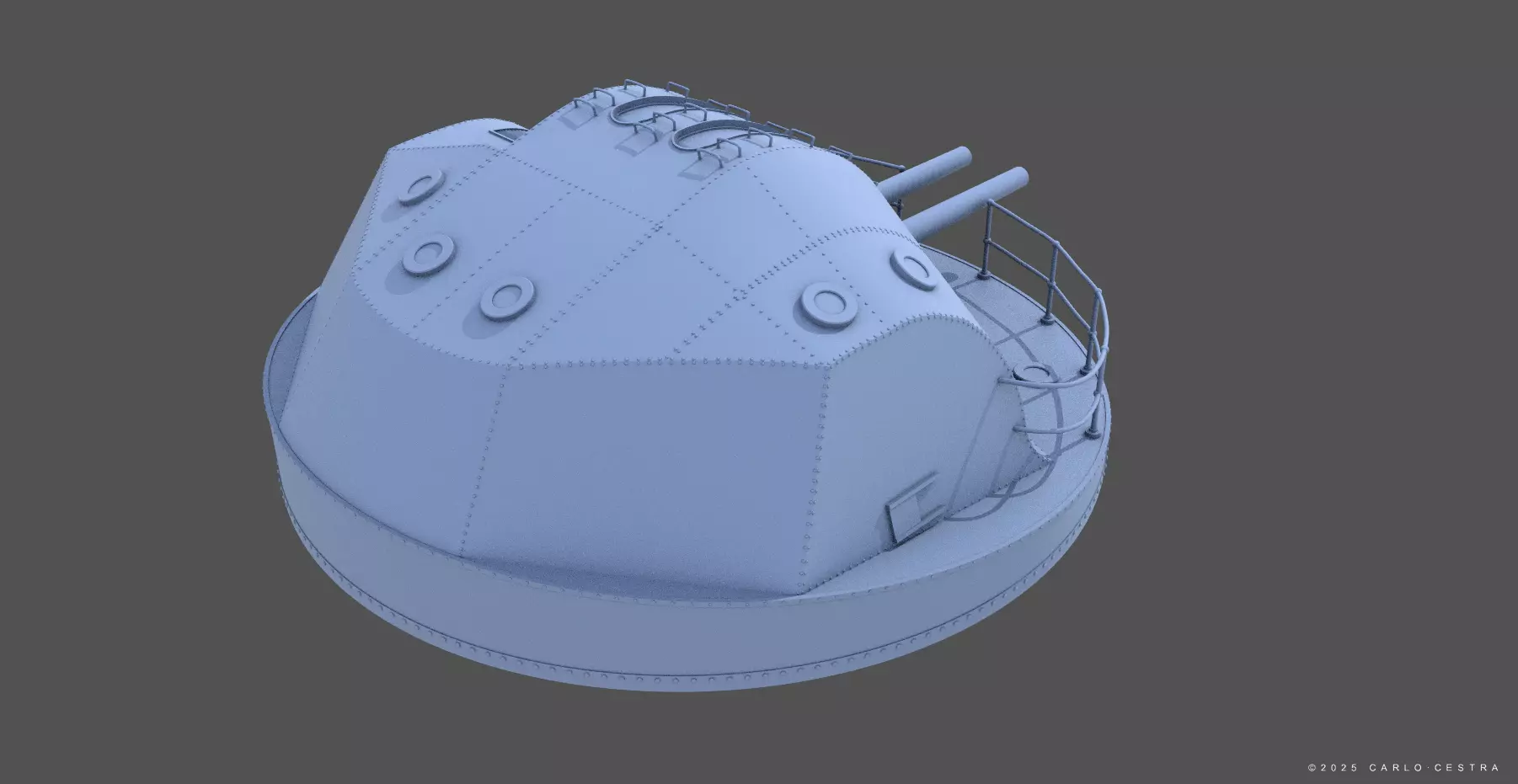 Japanese Type89 turret - Commercial license - 1-100 scale 3D print model_1