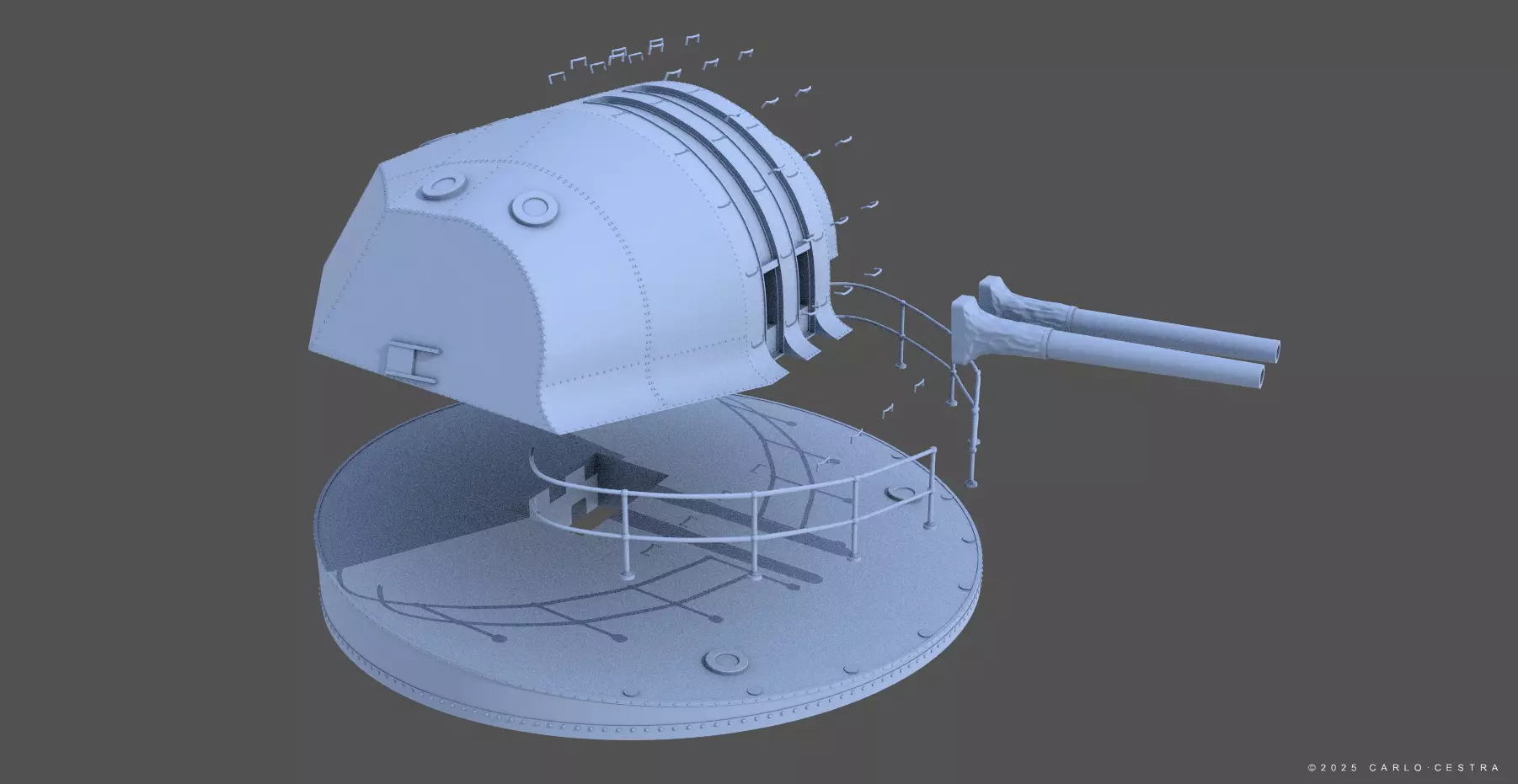 Japanese Type89 turret - Commercial license - 1-100 scale 3D print model_8