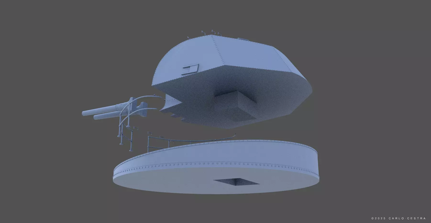 Japanese Type89 turret - Commercial license - 1-100 scale 3D print model_9