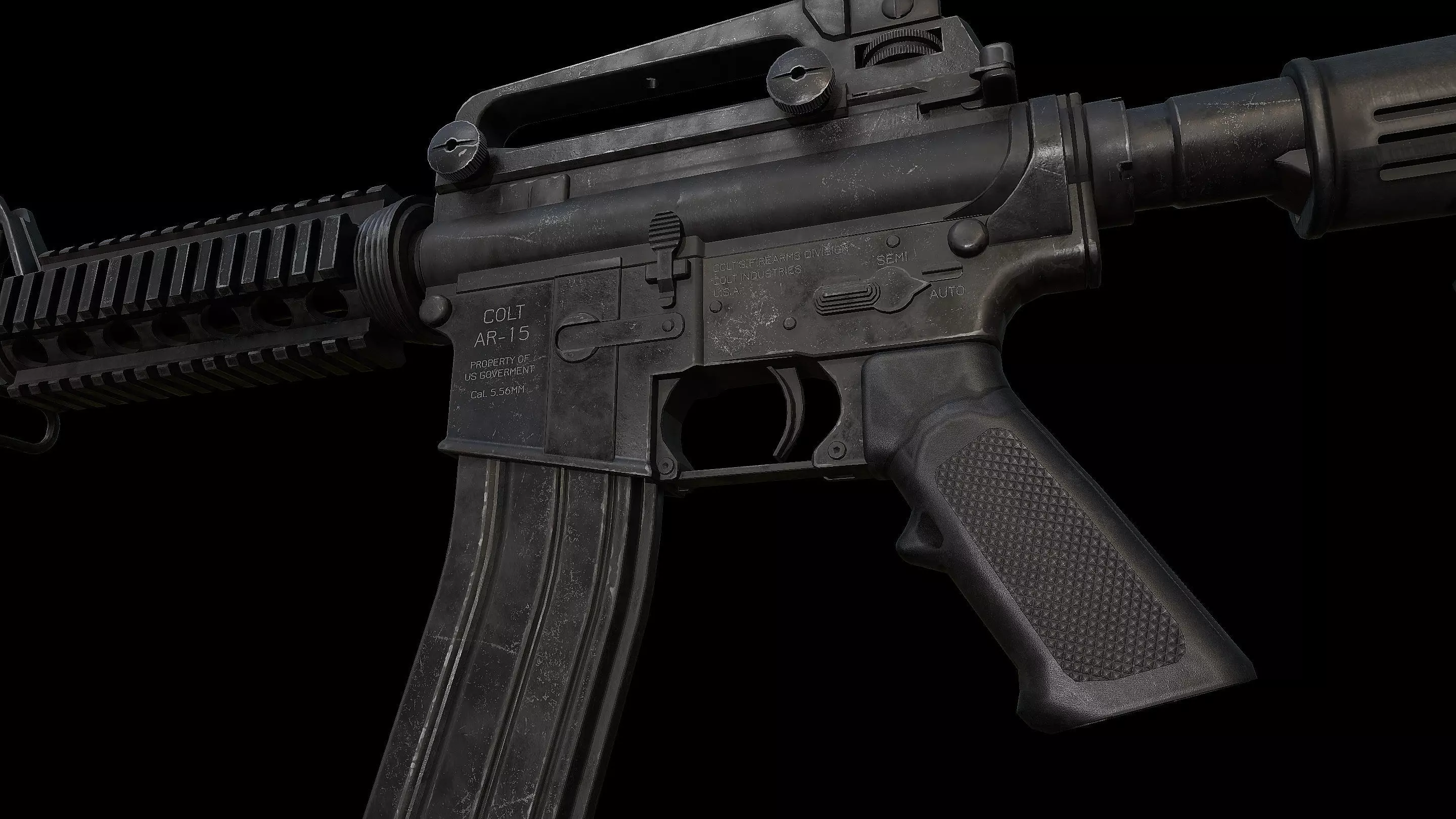 M4A1 AR-15 Carbine Assaultrifle Low-poly 3D model_8