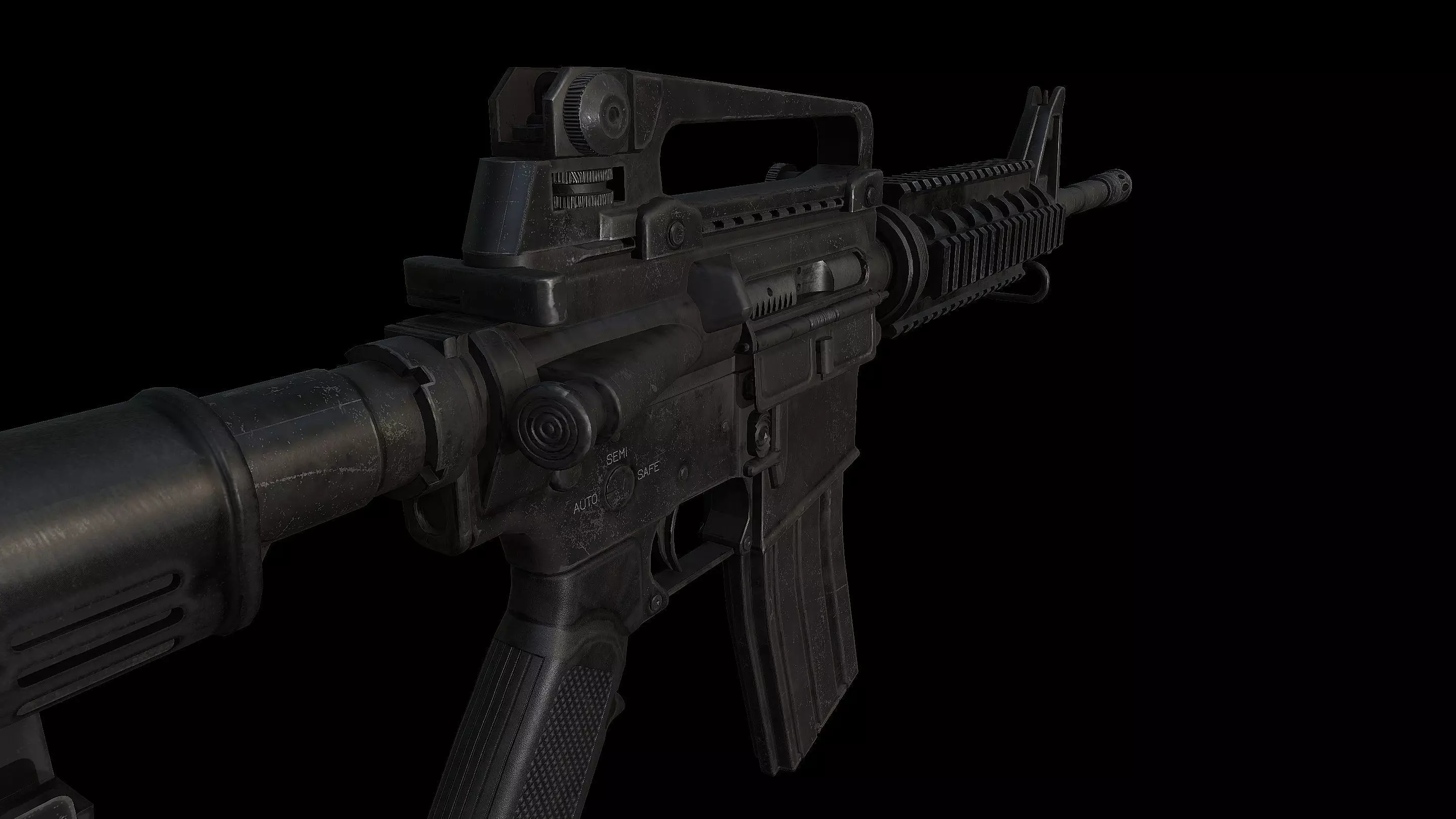 M4A1 AR-15 Carbine Assaultrifle Low-poly 3D model_5