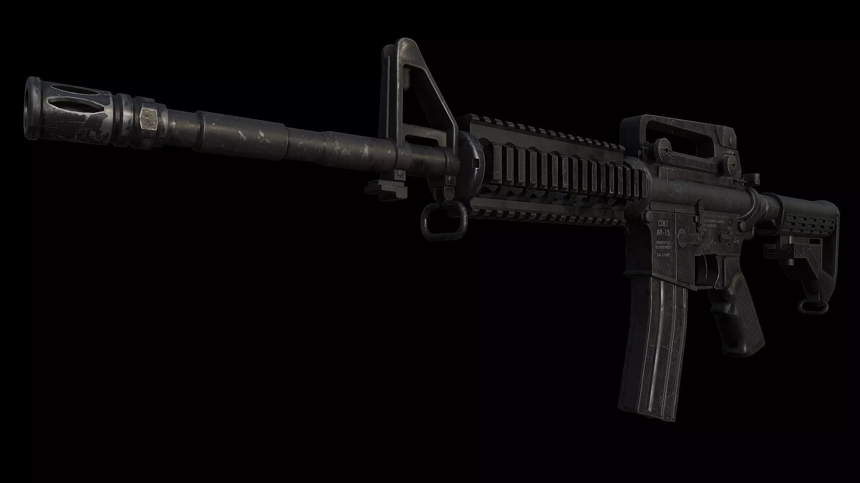 M4A1 AR-15 Carbine Assaultrifle Low-poly 3D model_3