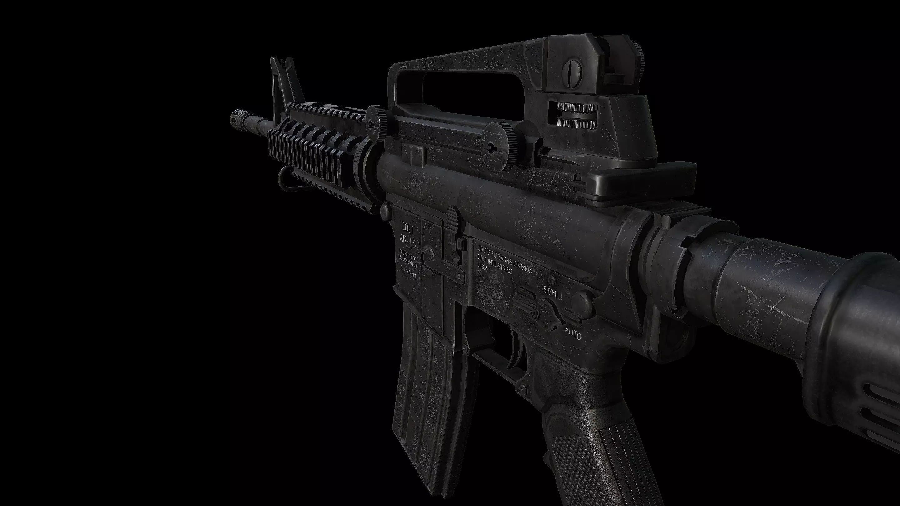 M4A1 AR-15 Carbine Assaultrifle Low-poly 3D model_6
