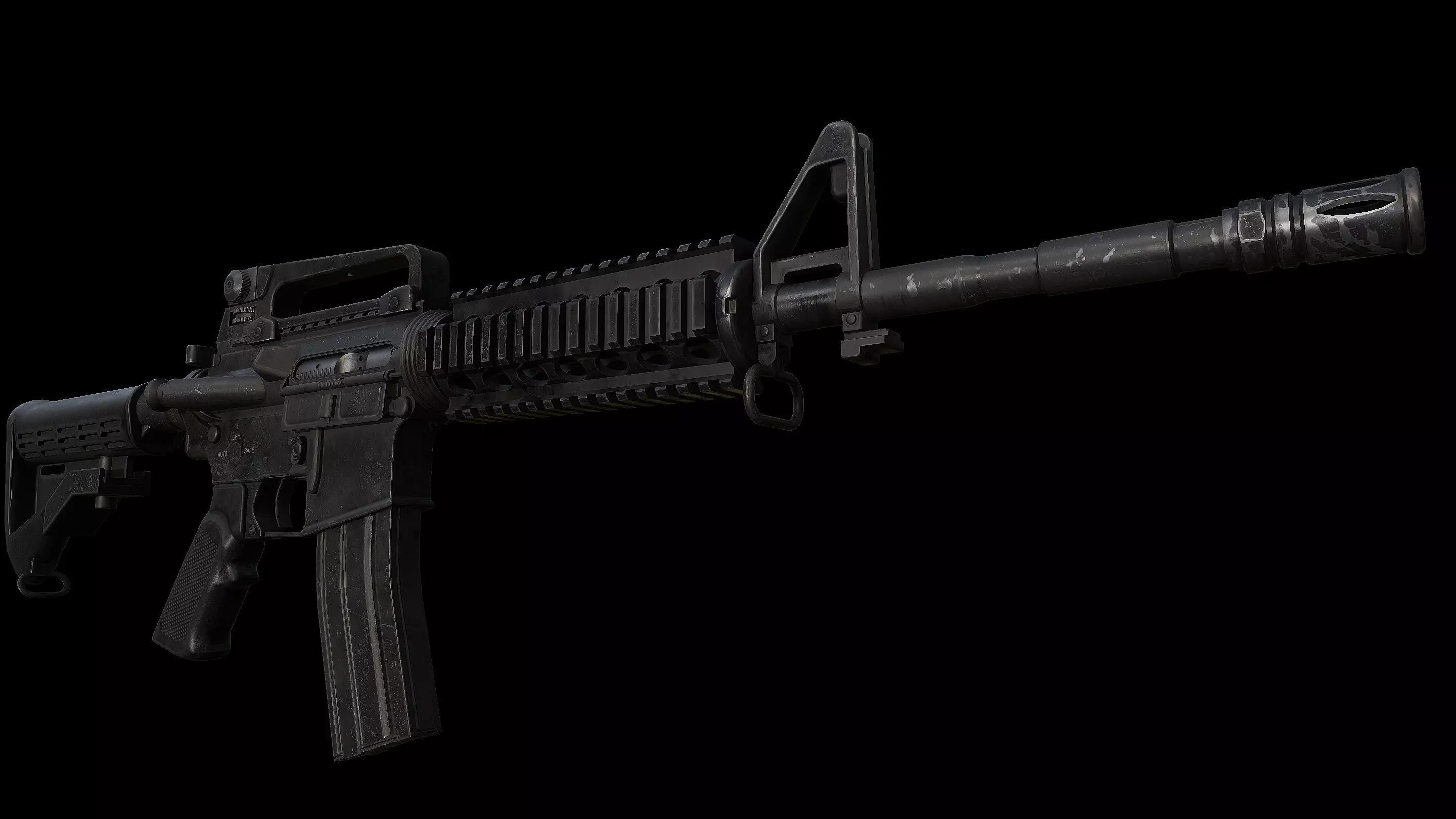 M4A1 AR-15 Carbine Assaultrifle Low-poly 3D model_4