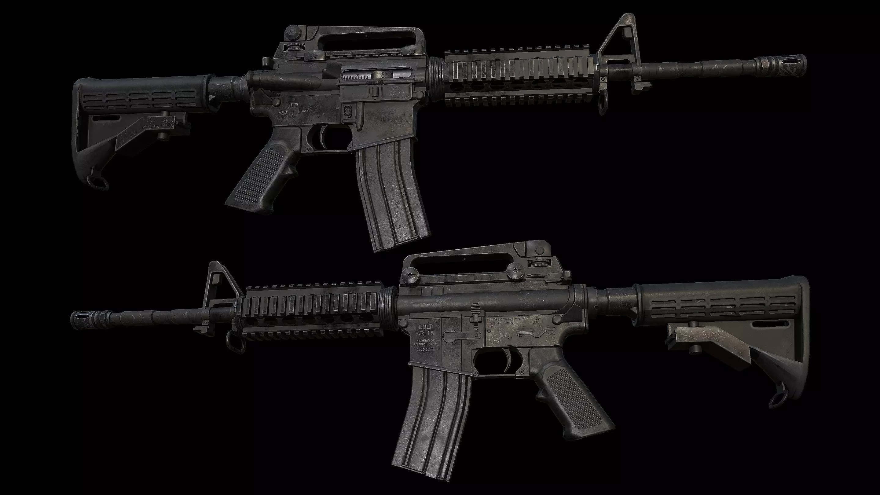 M4A1 AR-15 Carbine Assaultrifle Low-poly 3D model_0