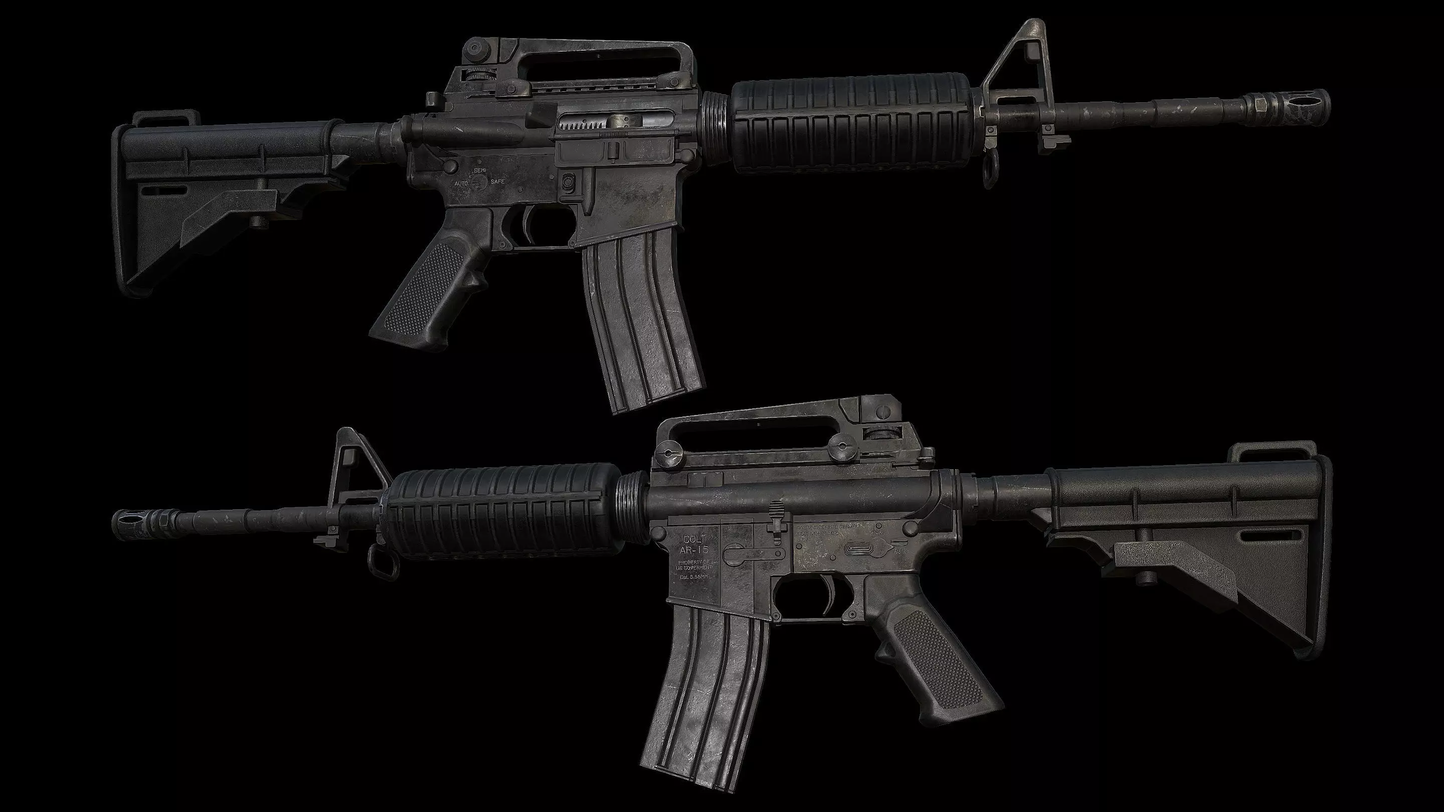 M4A1 AR-15 Carbine Assaultrifle Low-poly 3D model_1