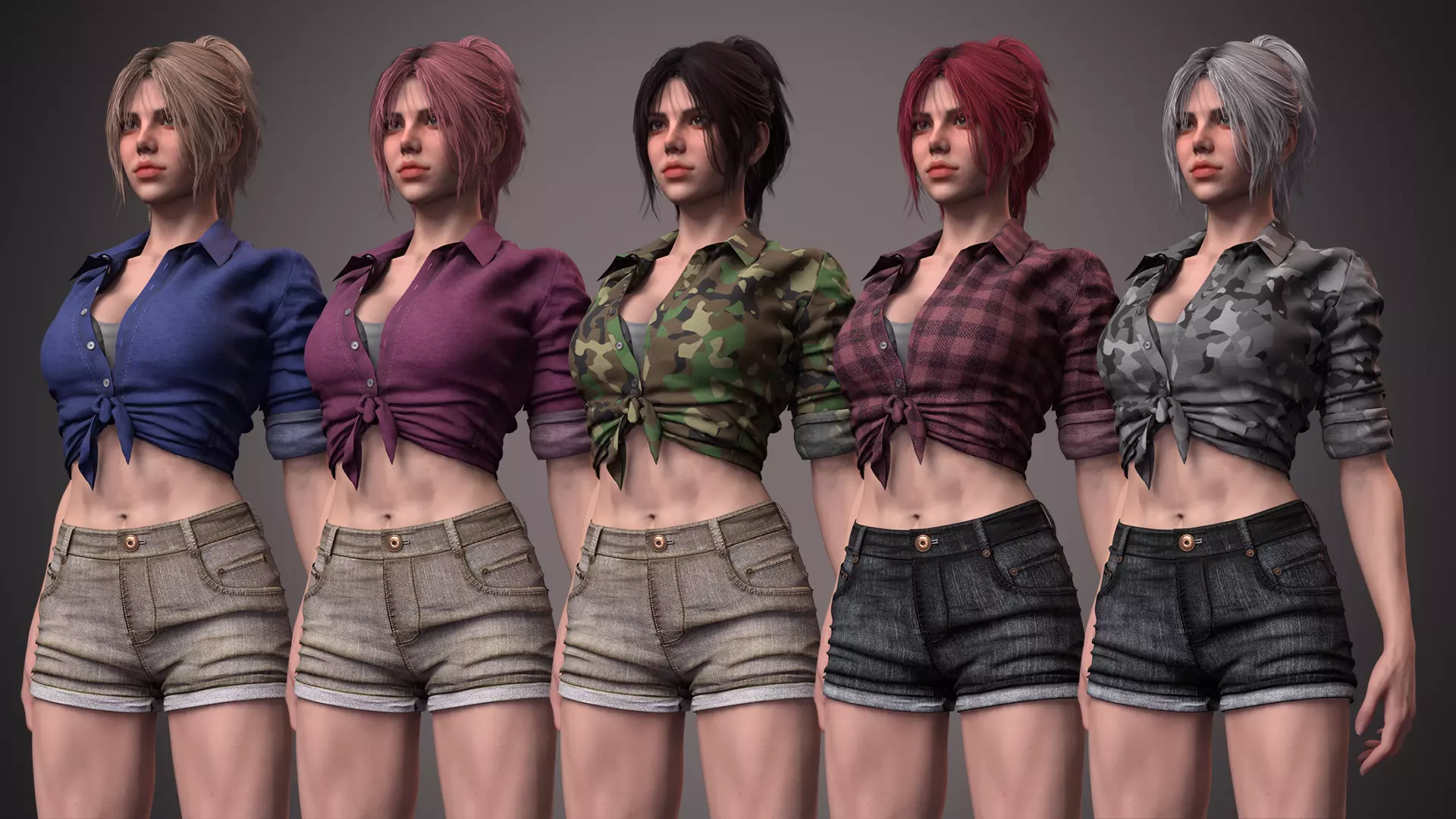 Female with ABS Casual EEVEE BLENDER 3D model_5